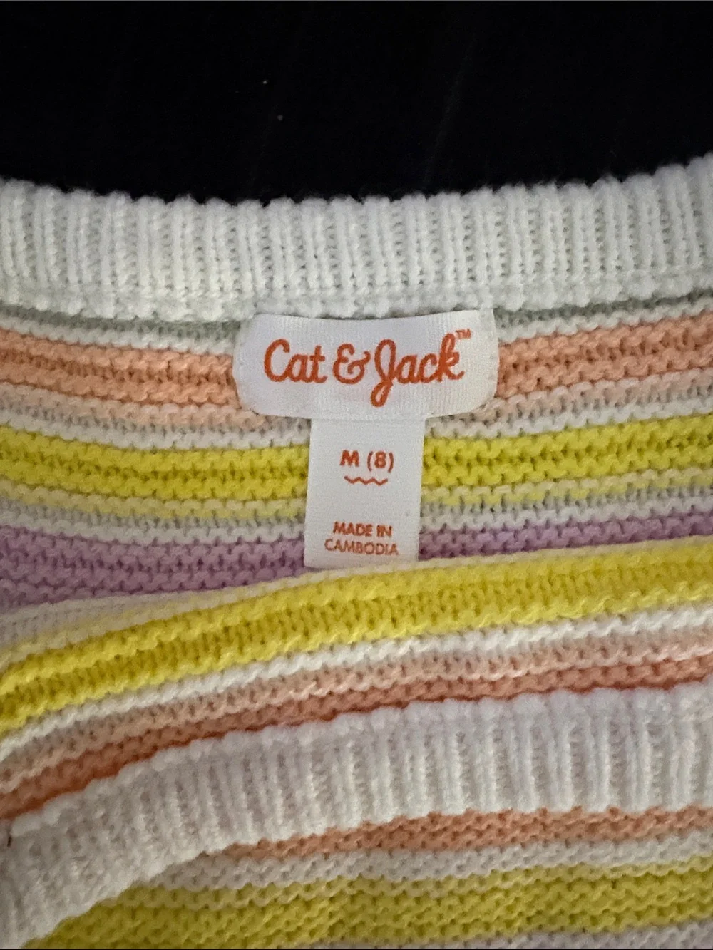 Cat & Jack White Tank Top with Pastel Pink, Yellow, Orange and Sage Stripes